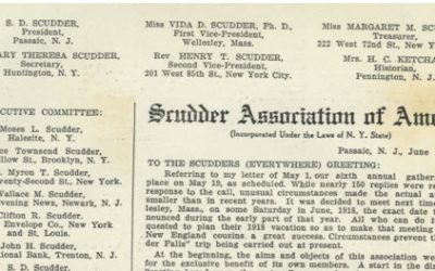 1917 Letter from S. D. Scudder [Jr.], President, Scudder Association of America to the Members